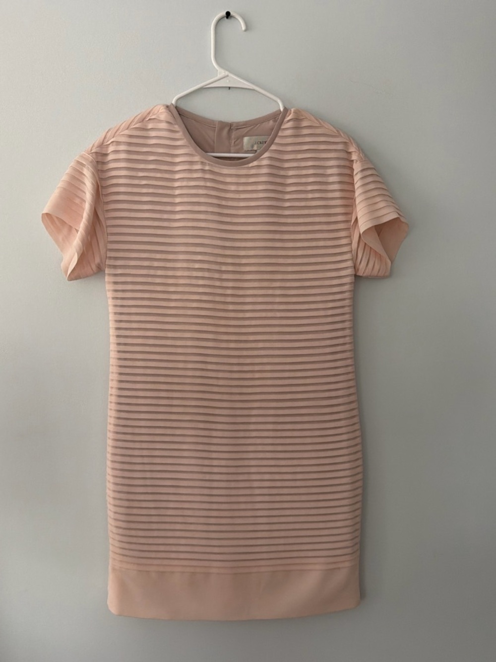J. Crew Blush Striped Sheer-Panel Dress